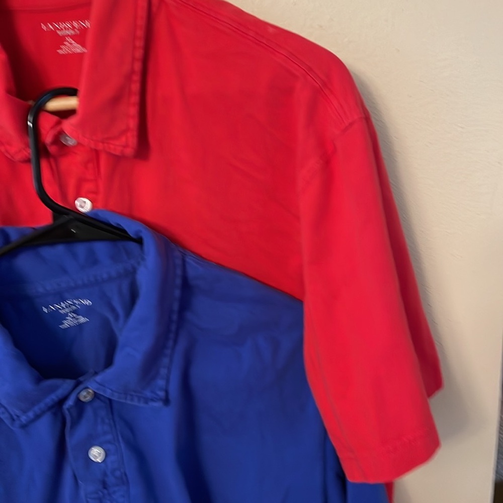 Lands End mens XL polo shirts two shirts plain red & blue. Basics washable - Picture 4 of 4